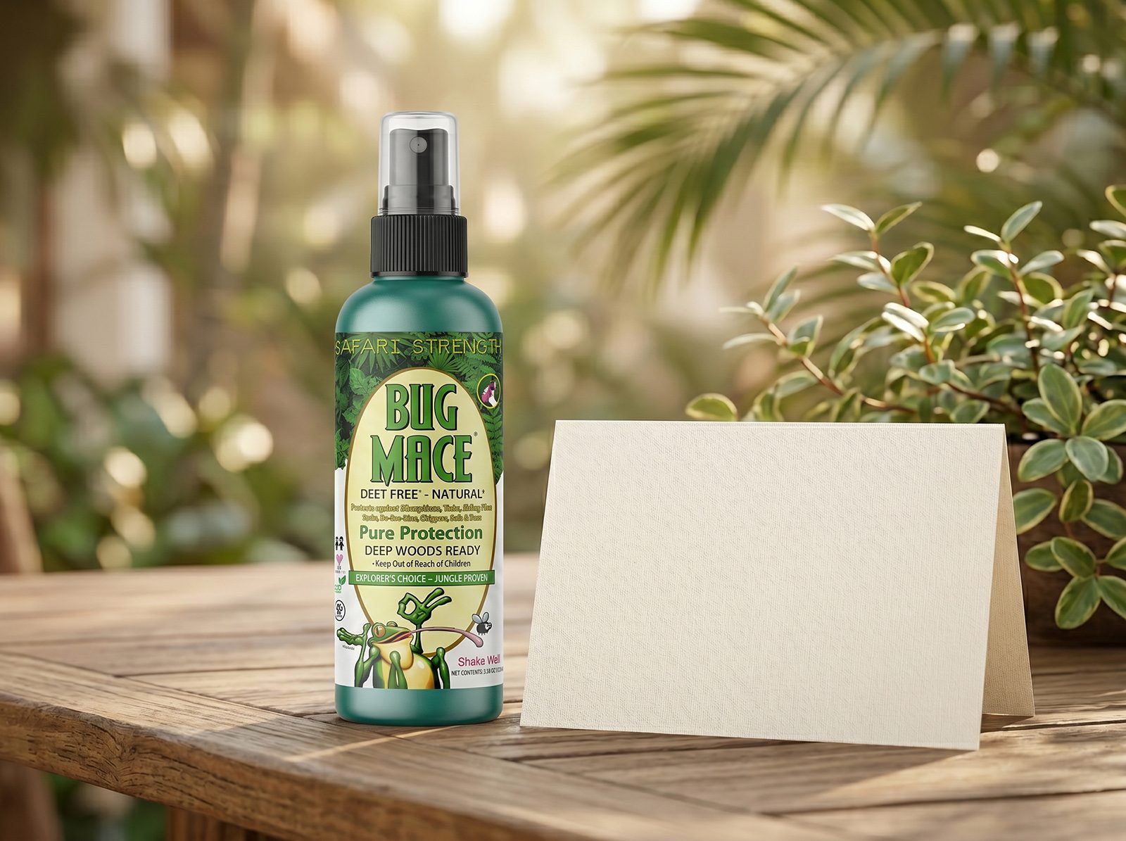 BugMace customer feedback visual with an outdoor background