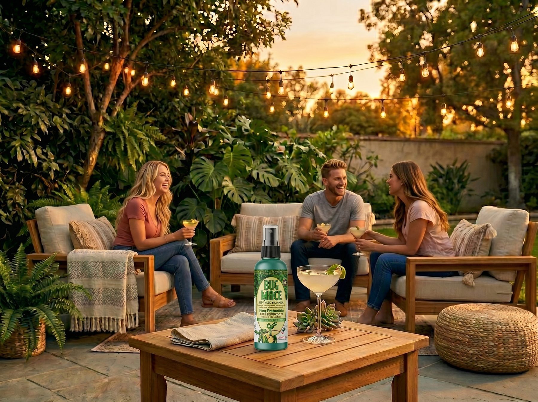 Backyard prepared for a relaxed outdoor evening