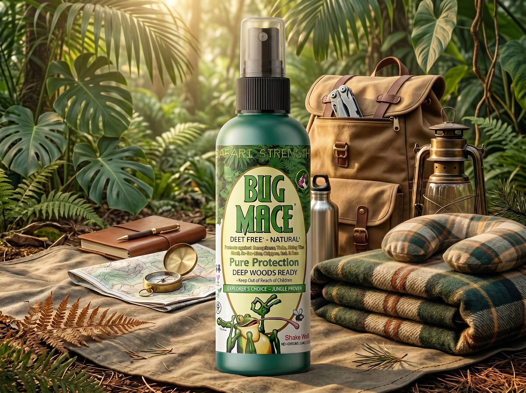 BugMace packed with camping and outdoor travel gear