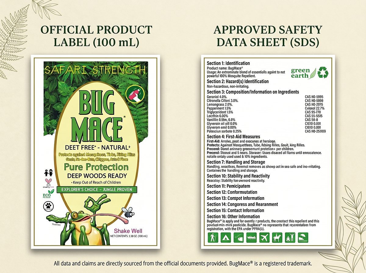 BugMace label and safety data sheet document previews